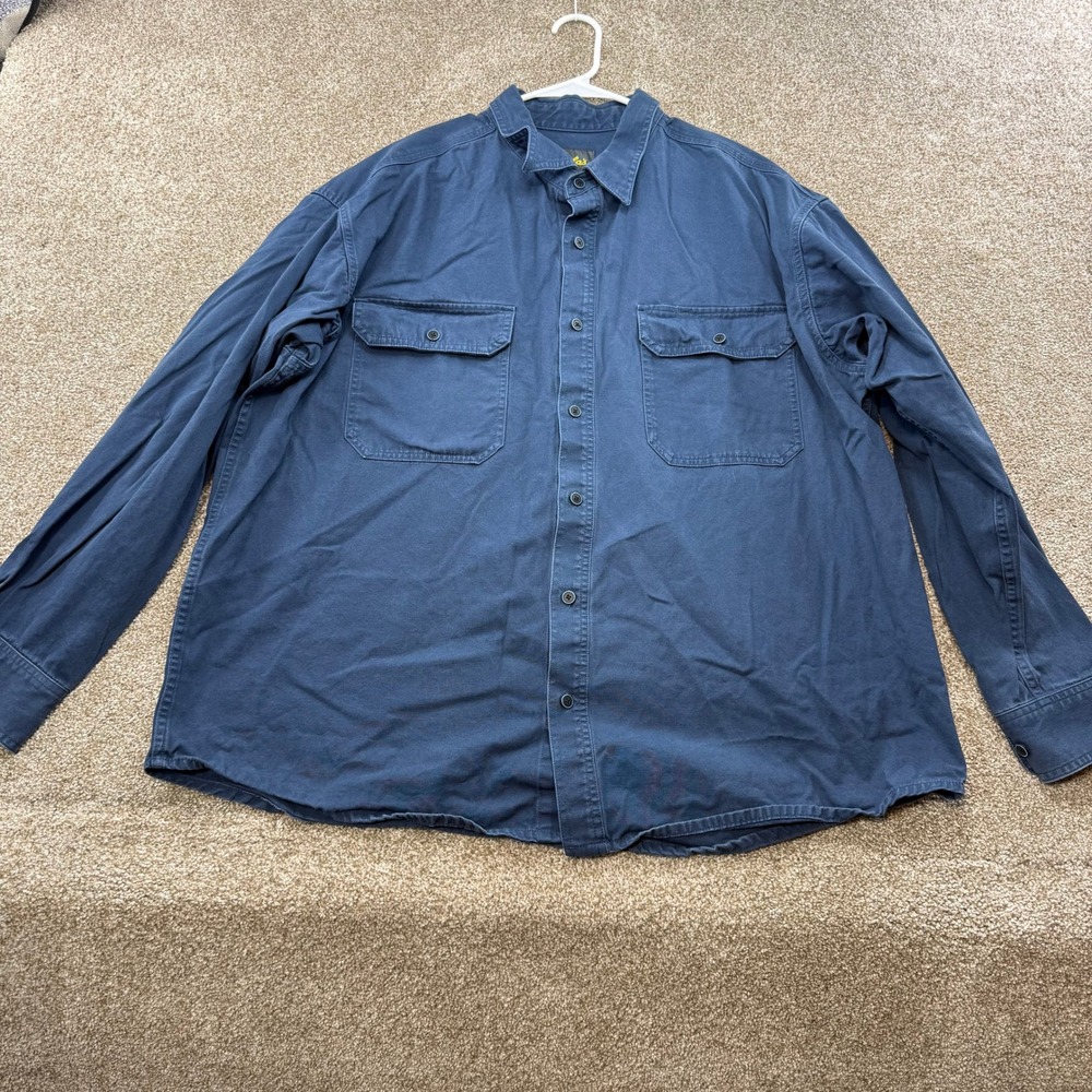 Cabelas Mens 2XL Regular Navy Blue 100% Cotton Long Sleeve Button Down Shirt